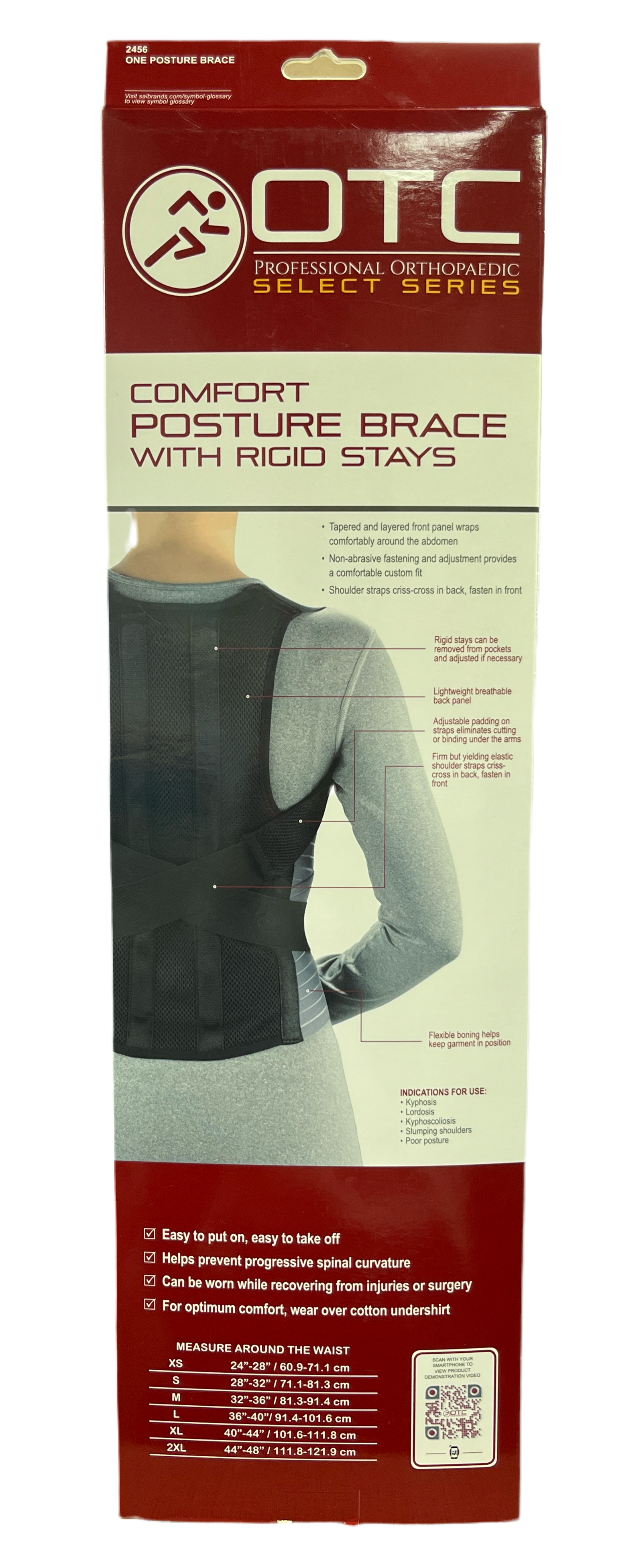 OTC Comfort Posture Brace with Rigid Stays- Medium Support