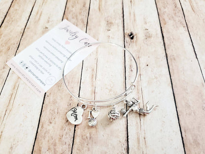 Silver Volleyball Mom Charm Bracelet