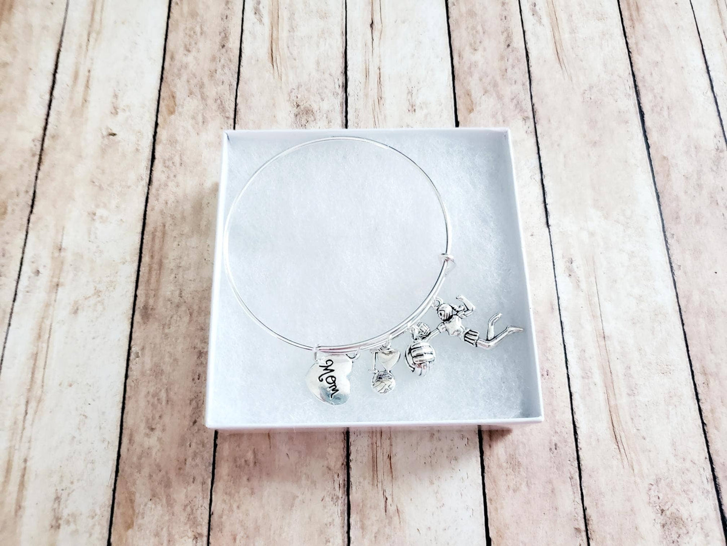 Silver Volleyball Mom Charm Bracelet