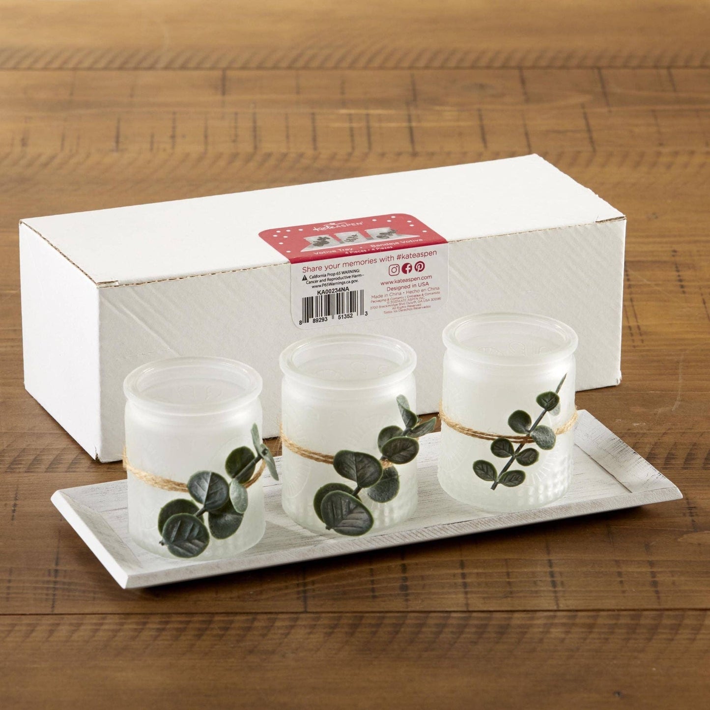 4 Piece Frosted Votive & Tray Set