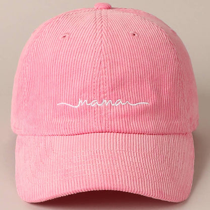 Mama Embroidered Corduroy Baseball Cap