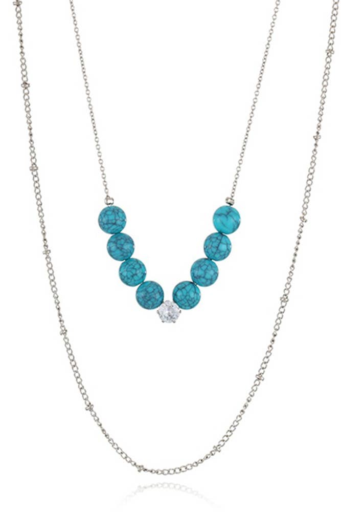 Turquoise Two Layers Necklace MOQ 5pcs YQ033