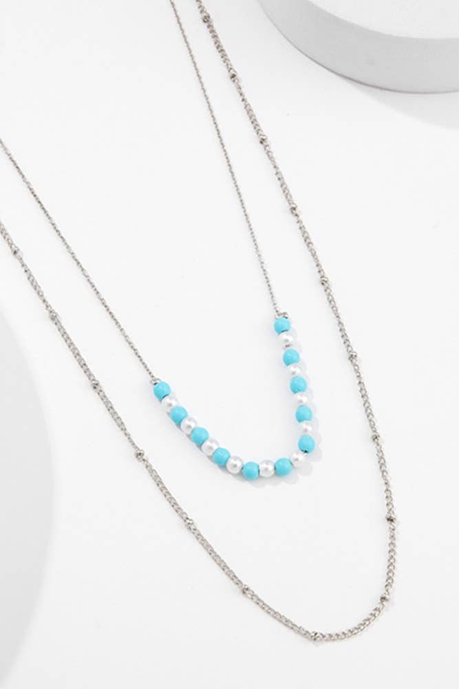 Turquoise Two Layers Necklace MOQ 5pcs YQ033