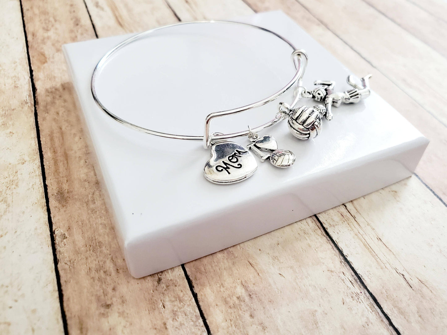 Silver Volleyball Mom Charm Bracelet