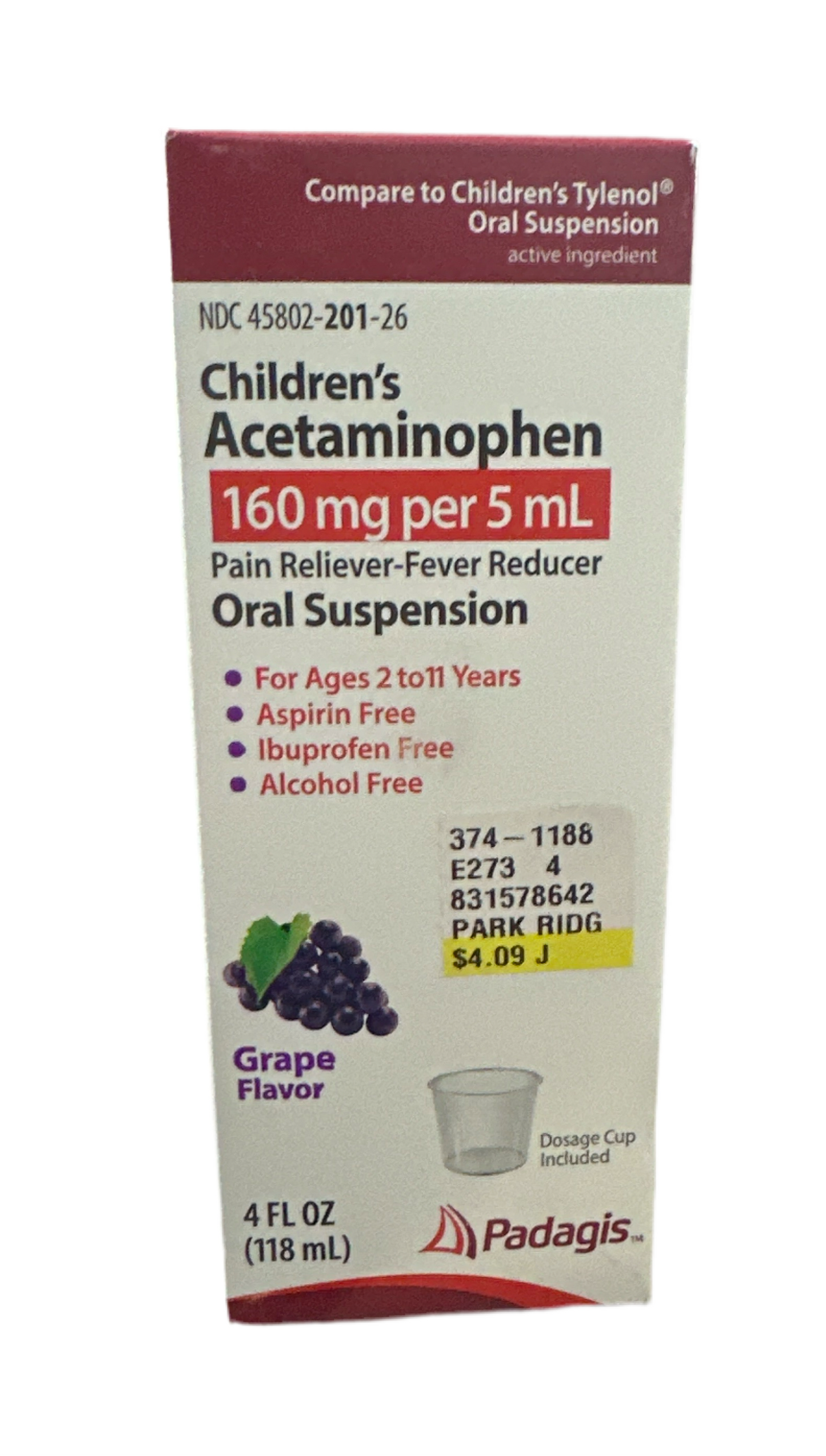 Padagis Childrens Acetaminophen Pain reliever and Fever reducer