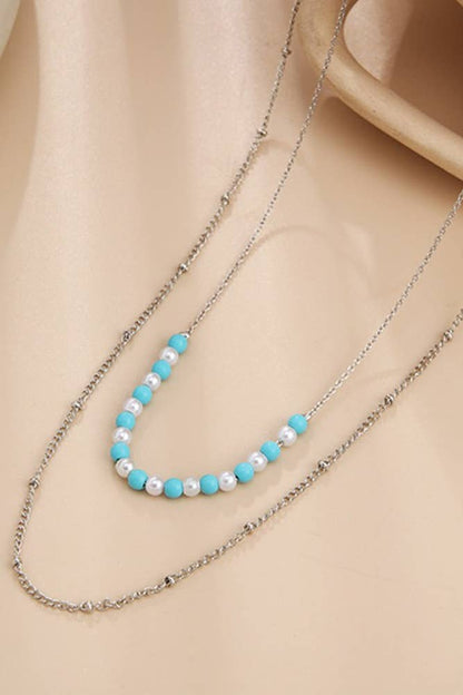 Turquoise Two Layers Necklace MOQ 5pcs YQ033