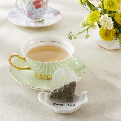 Swee-Tea Ceramic Tea-Bag Caddy in Black & White Serving-Tray Gift Box - Set of 4