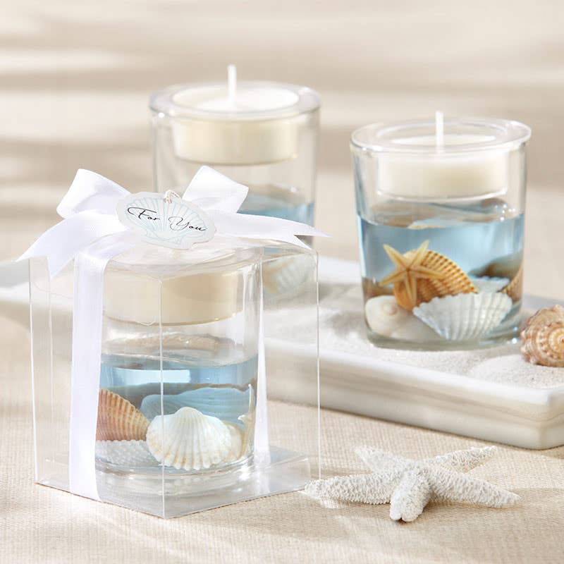 Seashell Gel Tea Light Holder w/Palm Wax