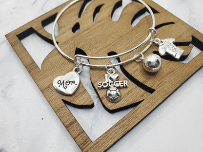 Silver  Soccer Mom Charm Bracelet