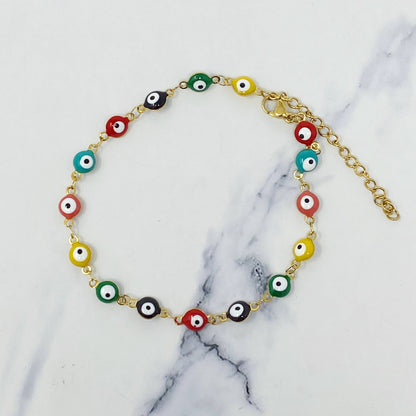 Colorful Eye Beaded Anklet