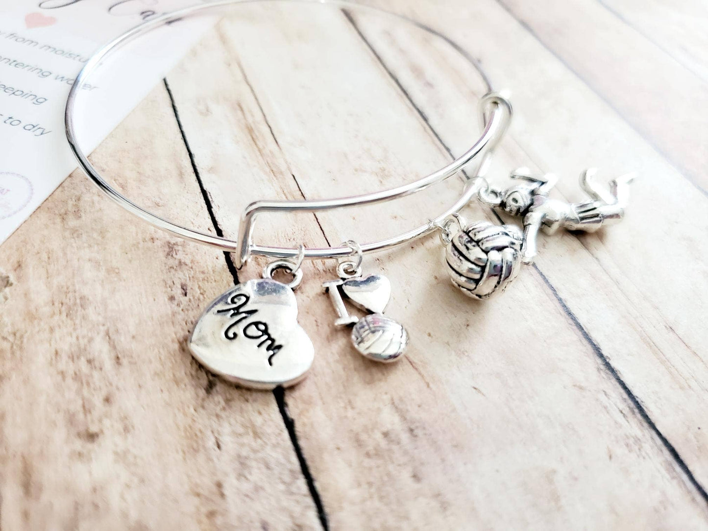 Silver Volleyball Mom Charm Bracelet