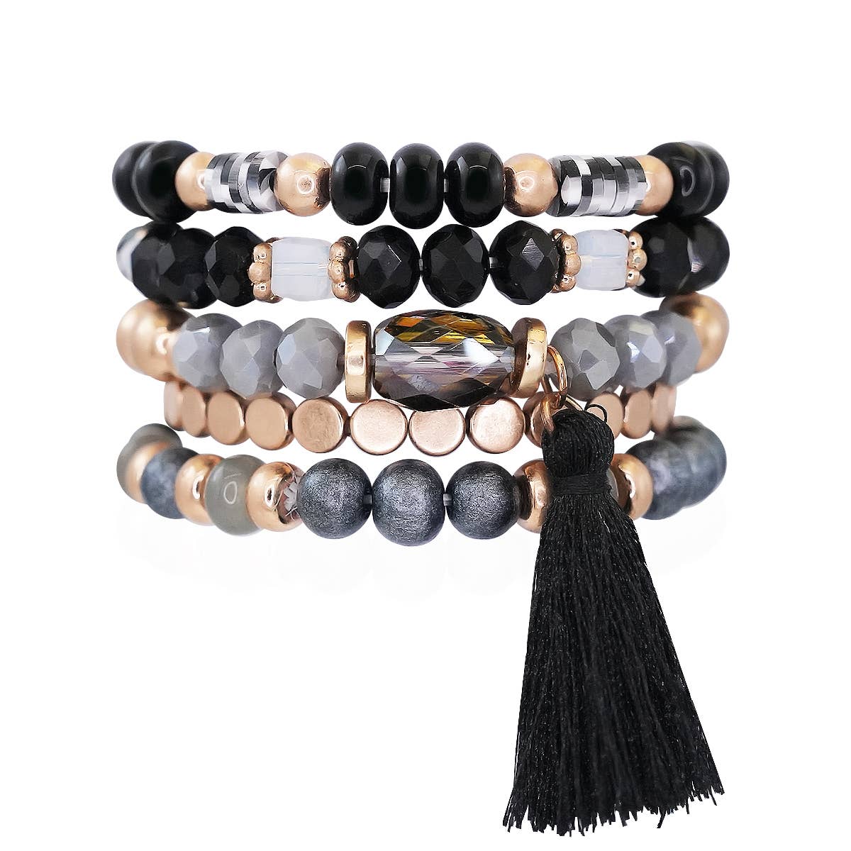 Beaded Bracelet Set Stackable Stretch Multi Layered Bangles