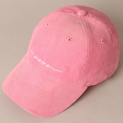 Mama Embroidered Corduroy Baseball Cap