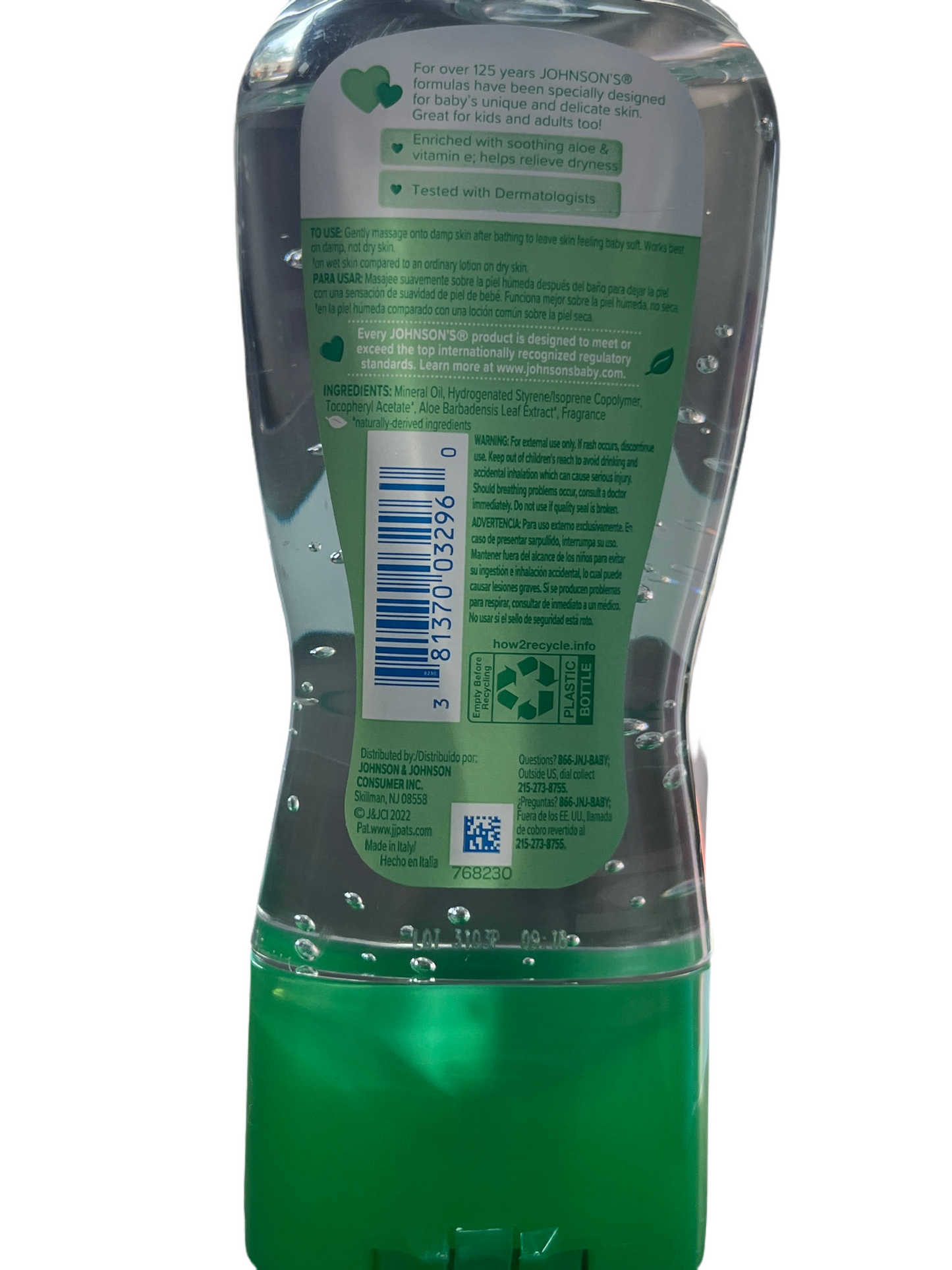 Johnson’s Aloe and vitamin E Oil Gel