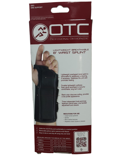 OTC Lightweight Breathable 8” Maximum Support Wrist Splint-Latex Free