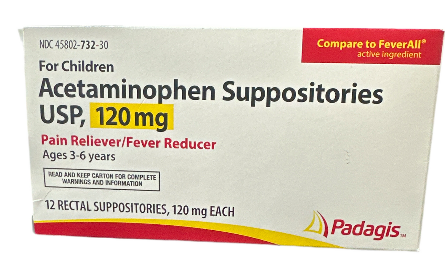 Padagis Children Acetaminophen Suppositories USP, 120mg