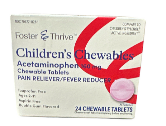 Bubblegum Foster & Thrive Childrens Chewables Pain reliever & Fever reducer