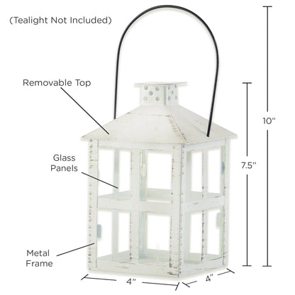 Vintage White Distressed Lantern - Large