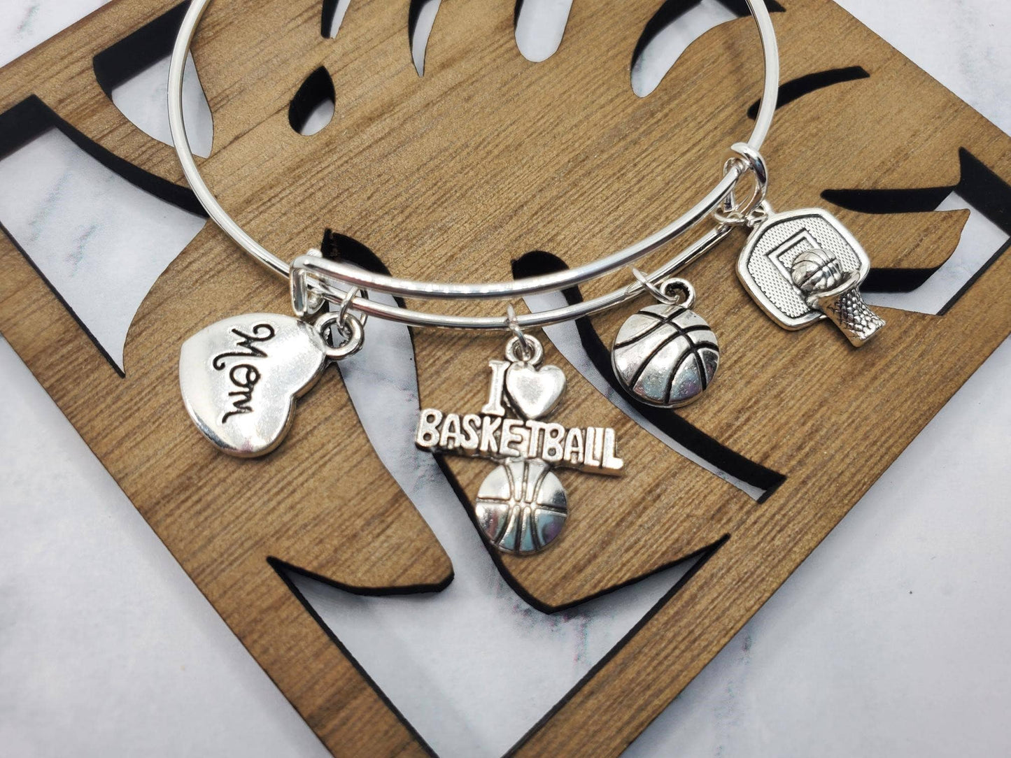 Silver Basketball Mom Charm Bracelet