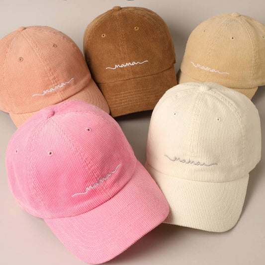 Mama Embroidered Corduroy Baseball Cap