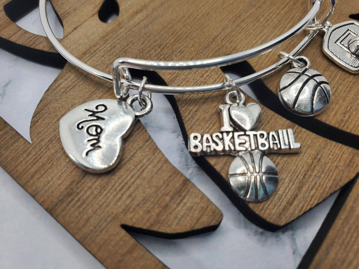 Silver Basketball Mom Charm Bracelet