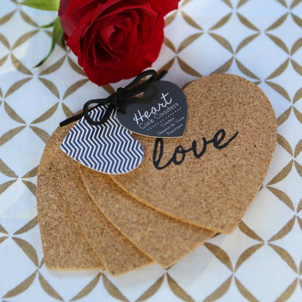 Heart Cork Coasters (Set of 4)