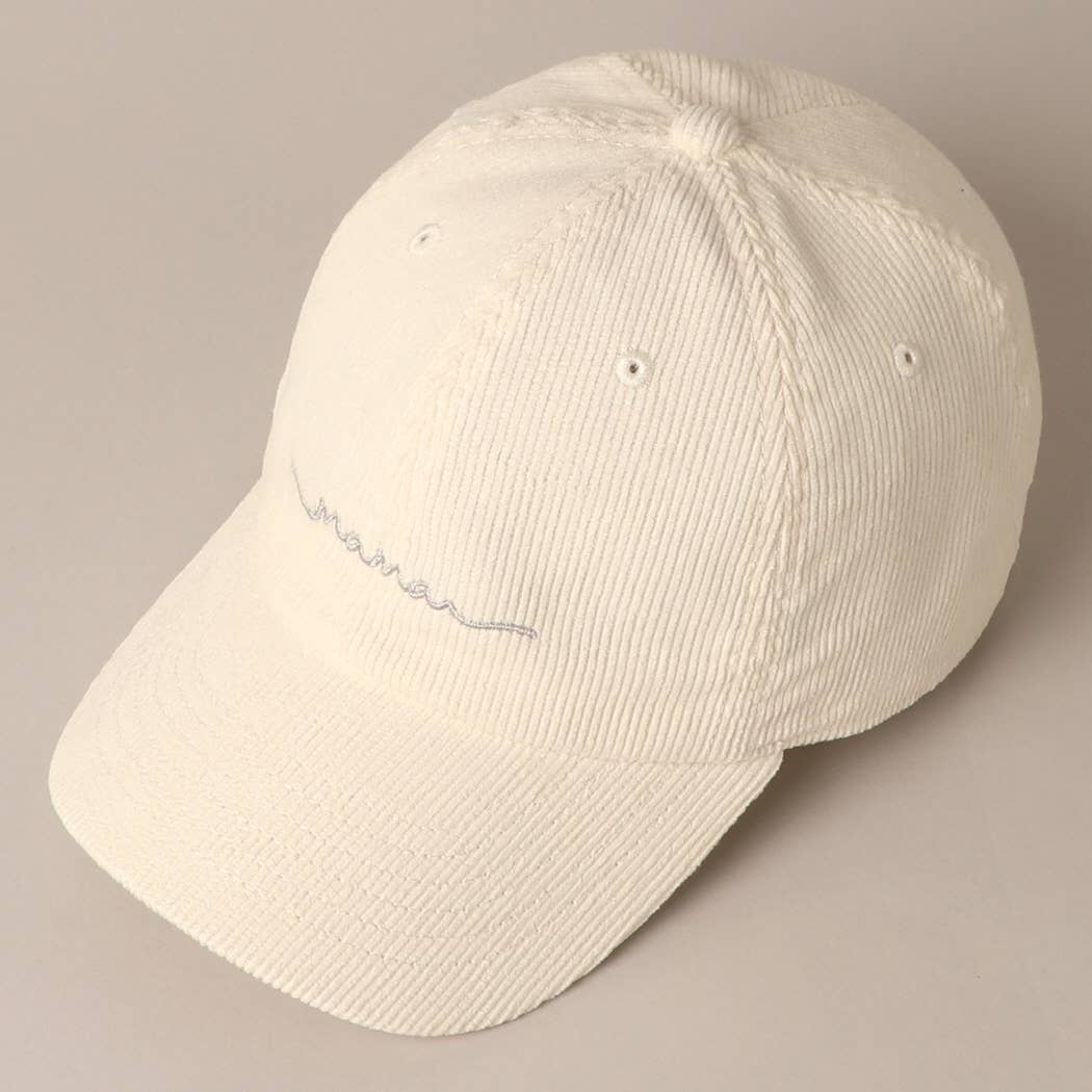 Mama Embroidered Corduroy Baseball Cap