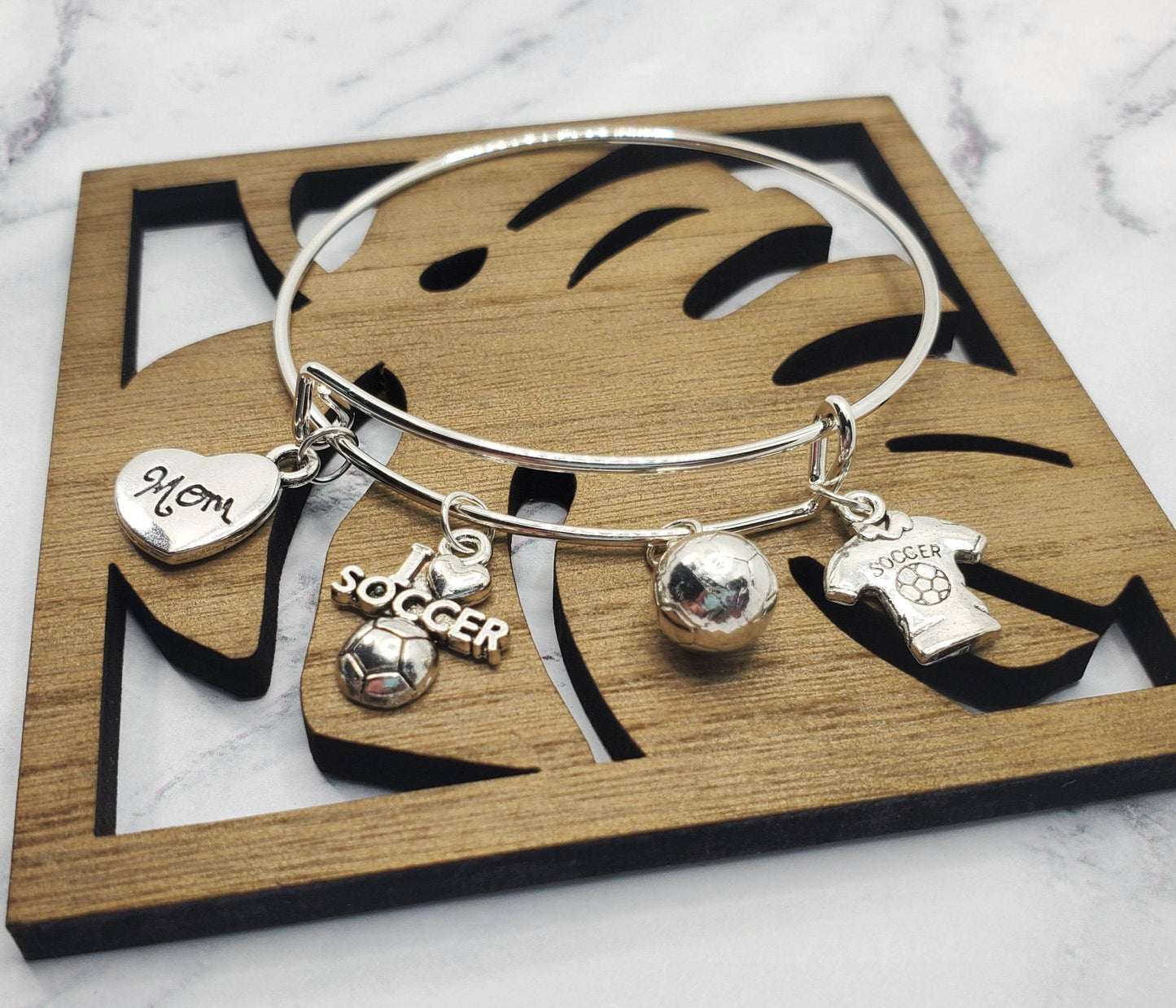 Silver  Soccer Mom Charm Bracelet