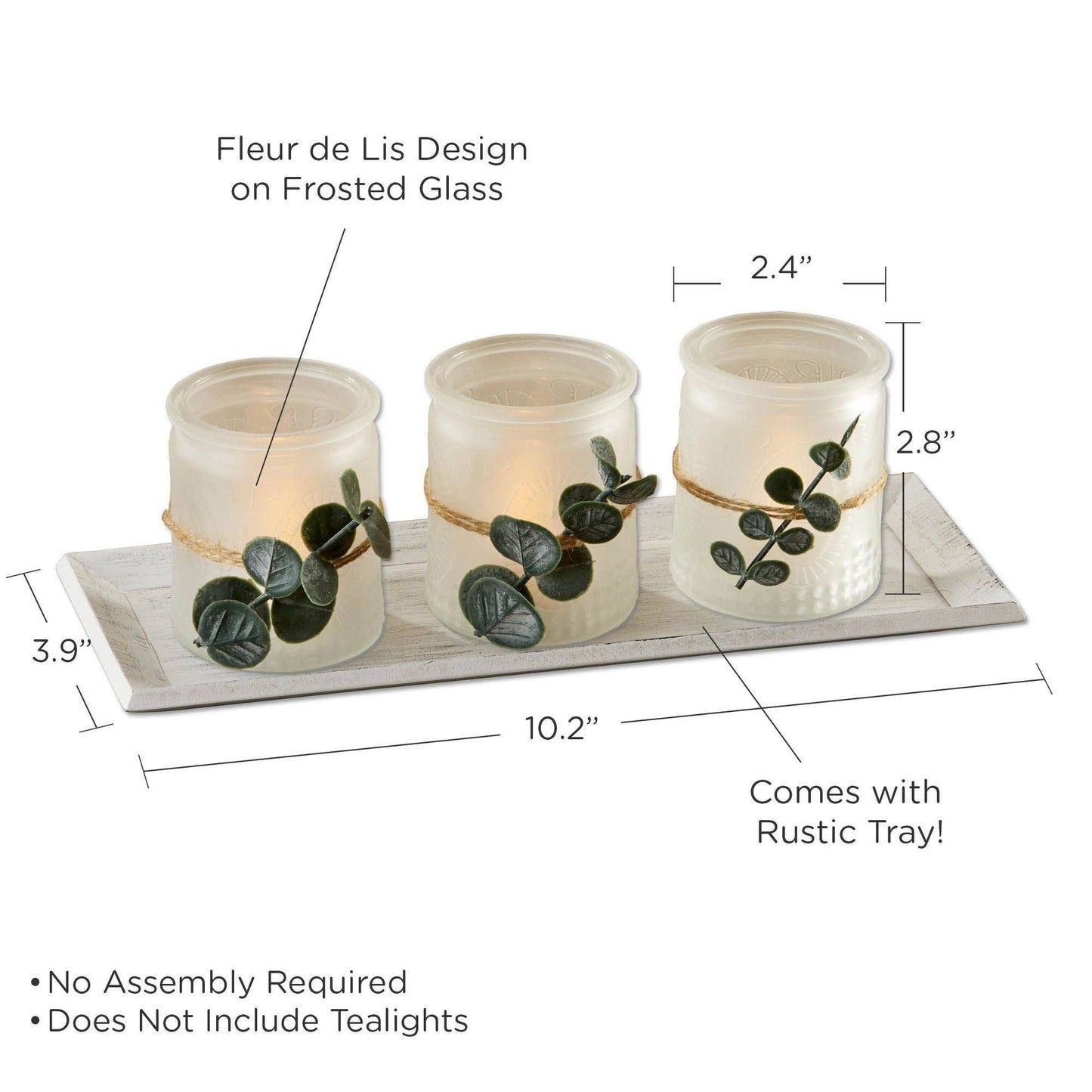 4 Piece Frosted Votive & Tray Set