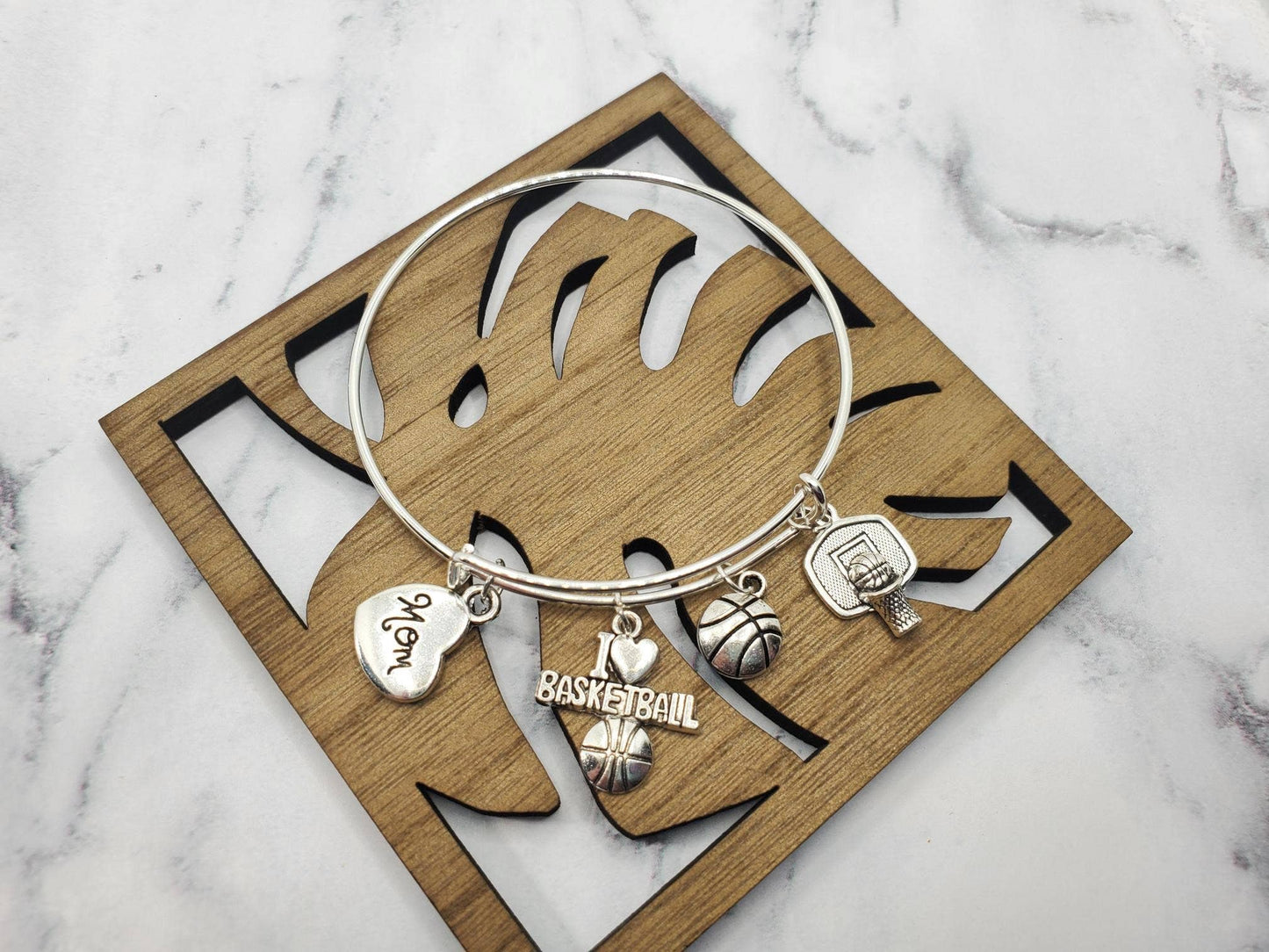 Silver Basketball Mom Charm Bracelet