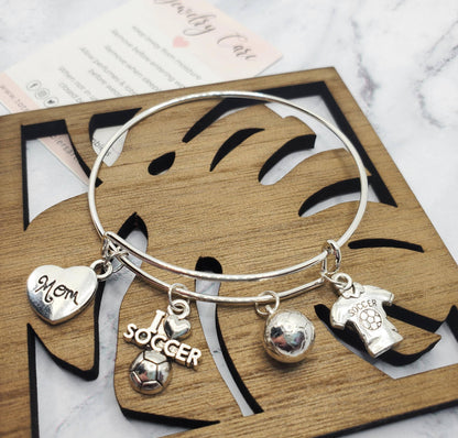 Silver  Soccer Mom Charm Bracelet