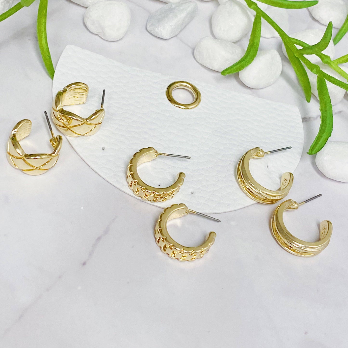 Special Edition Textured Hoop Earrings Set Of 3 Pairs