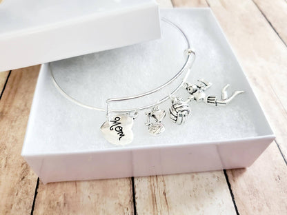 Silver Volleyball Mom Charm Bracelet